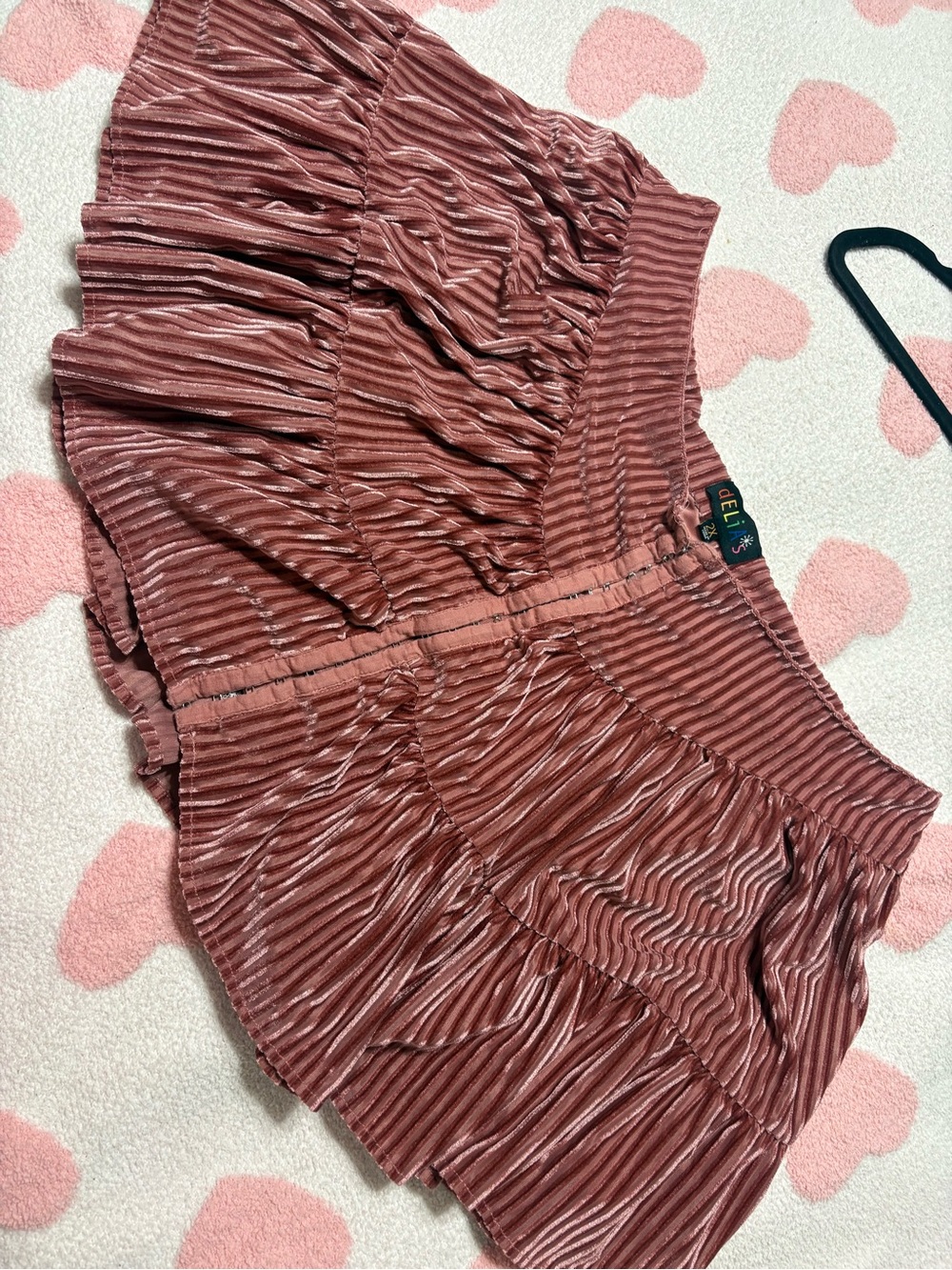 DELIAS Pink Crushed Velvet Ruffled Women's Skirt